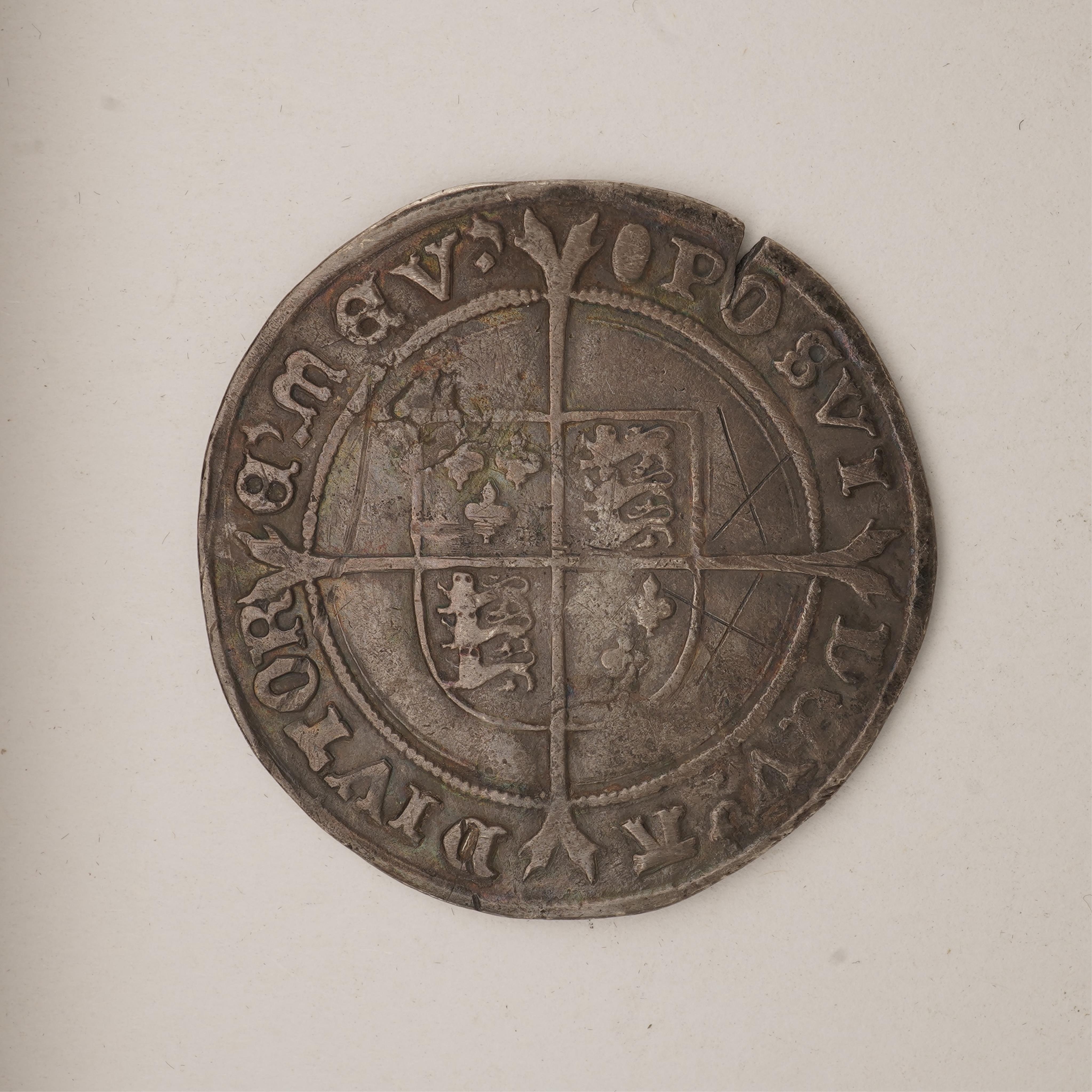 British hammered coins, Edward VI, silver shilling, fine issue, third period, mm. tun, S. 2482, slight crease and edge nick, otherwise fine